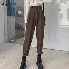 Fashion Korean Harem Pants Women Autumn Winter 2021 New Pockets Black High Waist Pants Office Lady Loose Women Trousers 11387 2024 - buy cheap