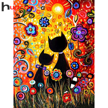 Huacan pintura de diamante completa quadrada & redonda animal gato 5d faça você mesmo kit de arte para casa bordada 2024 - compre barato