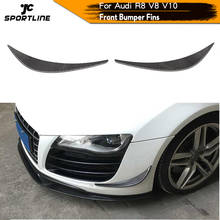 Carbon Fiber Front Bumper Trims Decoration Fins Spoiler for Audi R8 V8 V10 2008 - 2015 2PCS Car Sticker Canards 2024 - buy cheap