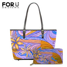 FORUDESIGNS Polynesian Ocean Wave Printing 2021 New Women Fashion Shoulder Bags And Wallets Set Ladies Casual Tote Crossbody Bag 2024 - buy cheap