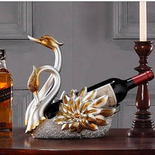 American rural modern cartoon Swan wine rack sculpture crafts, home office shop desktop decoration works of art, birthday gifts 2024 - buy cheap