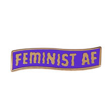 Feminino af emblema feminismo esmalte pino roxo fita broche igualdade de gênero jóias