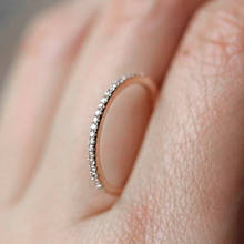 Минималистские обручальные кольца для женщин, изысканное тонкое кольцо с микро кристаллами и фианитами, ювелирные украшения для девочек R133 2024 - купить недорого
