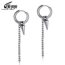 EyeYoYo Korean Fringed Chain Earrings Men Titanium Steel Punk Earrings 2024 - buy cheap