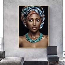 Nude African Woman Indian Headband Canvas Painting Posters and Prints Quadros Wall Art Picture Cuadros for Living Room No Frame 2024 - buy cheap