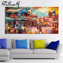 FULLCANG abstract landscape town large 5d diy diamond painting full mosaic square round embroidery graffiti art decor FC2325 2024 - buy cheap