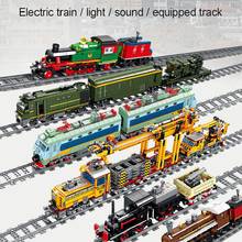 Kaizhi modelo de bloco de construção de trem urbano, trem elétrico para crianças com luz e som, brinquedo educacional para meninos 2024 - compre barato