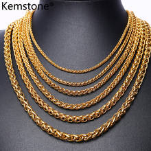 Kemstone colar de aço inoxidável, 3/5/7/8mm, dourado, preto, banhado a prata, jóias, presente para homens 2024 - compre barato