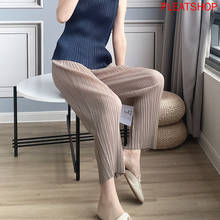 Miyake Fold Pants Womens Pleats Please Cigarette Pants Leisure Thin Nine Straight Leg Pants Female Pantalon Femme Trousers Women 2024 - buy cheap