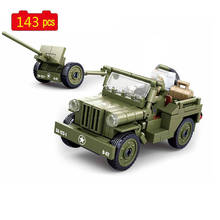 Vehículo todoterreno multiusos de la serie militar WWII, accesorios de armas, modelo de bricolaje, bloques de construcción, juguetes, regalos 2024 - compra barato