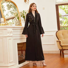 Abaya Dubai Diamond Beading Muslim Dress Feather Islam Abayas Women Vestidos Robe Longue Vetement Femme Musulman De Mode WY727 2024 - buy cheap