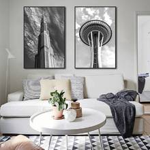 Black and White Canvas Painting City Landscape Building Nordic Modern Style Poster Home Decor Wall Art for Living Room Decor 2024 - buy cheap