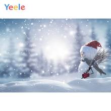 Фон снеговика для фотосъемки с рождественским зимним лесным деревом, снежиной снежинкой, фон для фотостудии 2024 - купить недорого