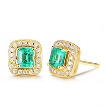 BLACK ANGEL 925 Silver Luxury Emerald Gemstone Earrings For Women Bride 18K Gold Earrings Stud Wedding Gift Jewelry Wholesale 2024 - buy cheap