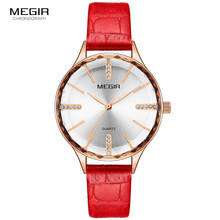 MEGIR-relojes de cuarzo informales sencillos para mujer, pulsera de cuero rojo de lujo, resistente al agua, de cristal, 4213 2024 - compra barato