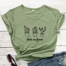 Camiseta de algodón de 100% Plants Are Friends para mujer, camiseta de manga corta con estampado de Cactus vegano, camisetas divertidas de verano 2024 - compra barato