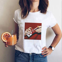 harajuku Vogue Casual Funny Women's T-shirt short sleeve cigarette print Slim Korean Style white Tees couple clothes 2024 - buy cheap