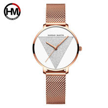 Hannah Martin Women Watches Ins Milan triangle Watch Japan Quartz Movement Simple Waterproof Wristwatches Steel mesh belt Watch 2024 - buy cheap