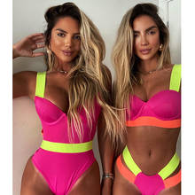 Patchwork Swimwear Women 2021 New Sexy One Piece Swimsuit Female Push Up Monokini Bathing Suits Summer Beach Wear Swimming Suit 2024 - buy cheap