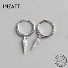 INZATT Real 925 Sterling Silve Geometric Zircon Hoop Earrings For Fashion Women Party Fine Jewelry Minimalist Accessories Gift 2024 - buy cheap