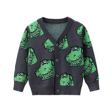 2020 Boys Knit Cardigan Sweater Spring Autumn Children Sweater Coat Baby Kid Cartoon Crocodile Sweater Fashionable Green Sweater 2024 - buy cheap