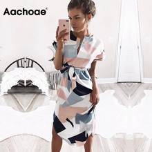 Aachoae 2020 женские миди вечерние платья с геометрическим принтом летнее пляжное платье в стиле бохо свободное платье с рукавами «летучая мышь» Vestidos размера плюс 2024 - купить недорого