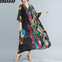 Женское длинное платье в китайском стиле DIMANAF, свободное плиссированное платье-макси с винтажным принтом, летний сарафан 2024 - купить недорого
