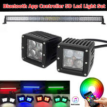 2pcs Car fog Light RGB + 1pc 5D RGB Led Work Bar Bluetooth App Control Strobe Multicolor 22 32 42 50 52Inch offroad SUV 4X4 12V 2024 - buy cheap