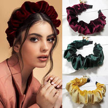 Diadema plisada de terciopelo para mujer, bandana de Color liso, gran tamaño, accesorios para el cabello, novedad, gran oferta 2024 - compra barato