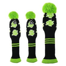 Set Of 3 Golf Club Covers Pom Pom Knit Headcovers Long Neck Sleeve With No. Tag 2024 - buy cheap