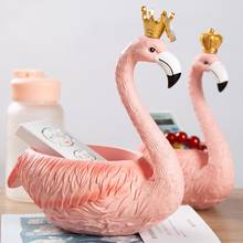 Корона Фламинго Статуэтка Смола ремесло статуя миниатюрный домашний стол Декор скульптуры орнамент ключи закуски контейнер Органайзер 2024 - купить недорого