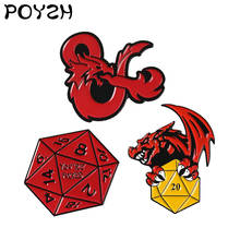 Dungeons & dragons pinos esmaltados d20, pins de 20 lados, broche de lapela, joias para amantes de jogos 2024 - compre barato