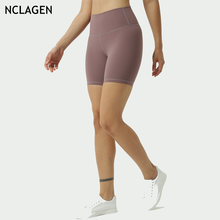 Nclgen-shorts esportivo feminino, calção de duas faces com cintura alta, para academia, corrida, treino, levantamento dos bumbum, agachamento, fitness 2024 - compre barato