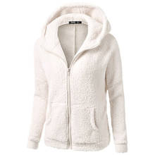 Chaquetas de lana para mujer, Sudadera con capucha con cremallera, bolsillos básicos simples, chaqueta de chándal de talla grande, color sólido negro, blanco y rojo 2024 - compra barato