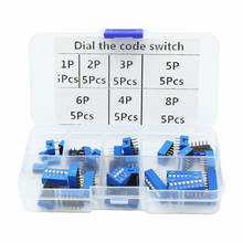 35 PÇS/LOTE Kit Na Caixa do Interruptor Dip 1 2 3 4 5 6 8 Forma 2.54 milímetros Toggle Switch Red Snap Switches Kit Misto Cada 5PCS Combinação Set 2024 - compre barato