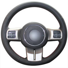 Рука сшитый черный PU искусственная кожа Чехол рулевого колеса автомобиля для Jeep Compass Cherokee (Grand Cherokee) Wrangler Patriot 2024 - купить недорого