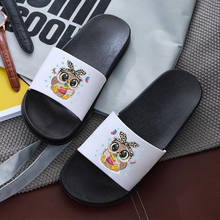 Chinelos de verão femininos com estampa de coruja, chinelos bonitos com estampa gráfica, sandálias deslizantes confortáveis para mulheres 2024 - compre barato