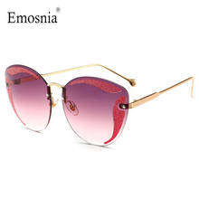 Fashion Rimless Cat Eye Sunglasses Brand Designer Bling Shades Oversized Gradient Brown Sun Glasses Female Eyewear UV400 Gift 2024 - buy cheap