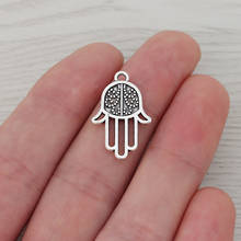 20 x Tibetan Silver Hamsa Hand Talisman Protection Charms Pendants Beads for DIY Handmade Jewelry Making Findings 25x16mm 2024 - buy cheap