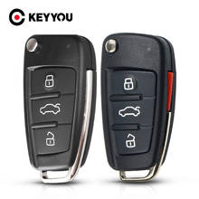 Keyyou-capa de chave para carro 20x, dobrável, com 3 botões, para audi a6, a6l, a2, a3, a4, a8, q7, tt 2024 - compre barato