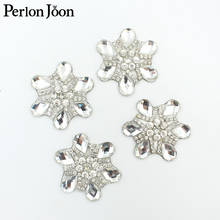 4Pcs glass flower rhinestone hot fix patch crystal applique decoration for wedding dress shoes DIY clothing accessories TJ 014 2024 - buy cheap