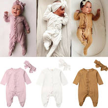 Emmababy-Pelele de algodón de manga larga para niños recién nacidos, mono con botones, diadema, ropa, traje de otoño, 2 uds. 2024 - compra barato