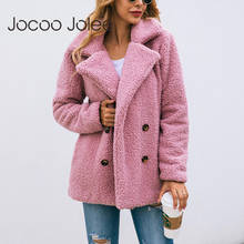 Jocoo Jolee Women Elegant Faux Fur Jackets Female  Fashion Double-breasted Teddy Coats Warm Soft Overcoats Oversized Outwear 2024 - buy cheap