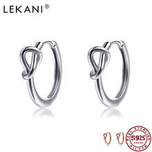 LEKANI Romantic Heart Knot Hoop Earrings For Women Genuine 925 Sterling Silver Simple Circle Small Earring Handmade Jewelry 2024 - buy cheap