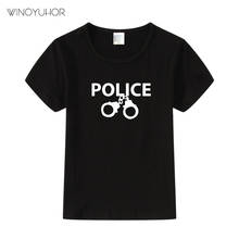 Детская футболка с буквенным принтом «полиция», модный костюм для косплея, летняя футболка унисекс, модные повседневные топы, футболка для маленьких мальчиков и девочек 2024 - купить недорого