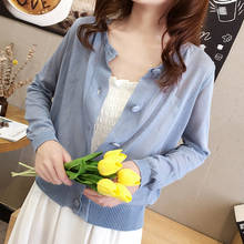 Camisola de malha curta elegante coreana, mulheres, de verão de manga comprida, top crop, suéter sólido feminino, 2020 2024 - compre barato