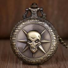 Luxury Vintage Quartz Pocket Watches Hollow Skull Pattern Unisex with Fob Chain Clock for Men Women TD2009 2024 - buy cheap