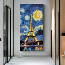 Starry Night of Paris Tower Canvas Painting Abstract Landscape Posters and Prints Wall Art Picture for Living Room Decor Cuadros 2024 - buy cheap