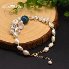 GLSEEVO-pulsera de perlas de agua dulce Natural para mujer, brazalete de cianita, joyería exquisita para fiesta de boda, GB0190 2024 - compra barato