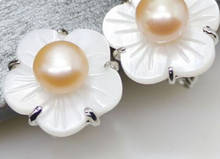 Pendientes de perlas naturales cultivadas en agua dulce, aretes de flor con concha de fregona, a la moda 2024 - compra barato